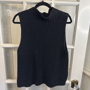Madewell Chunky Knit Black Tank Sweater Mock Neck Women's Large